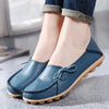 Colorful Split Leather Women's Loafers – Ballet Round Toe Slip-On Flats, PU Insole Casual Shoes, Plus Size 44