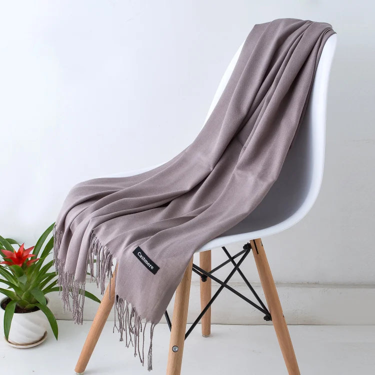 Cashmere-Feel Polyester Pashmina Shawl Scarf 70 x 200 cm (27.6 x 78.7 in) – Soft Tassel Wrap for Women & Men, 43 Colors