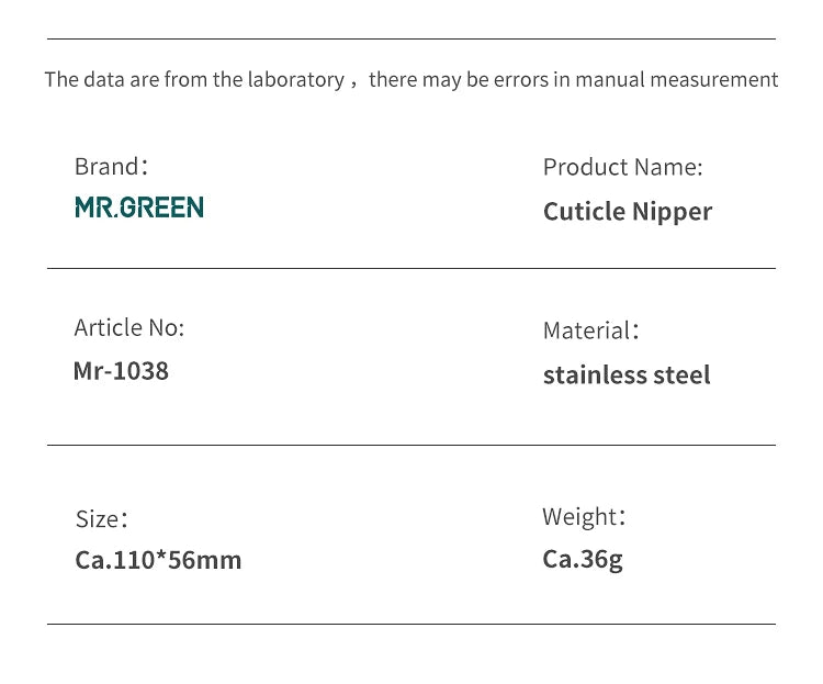 MR.GREEN Professional Stainless Steel Cuticle Nipper & Manicure Scissors — Precision Cuticle Trimmer and Pusher Tool