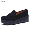 Women's Winter Cow Suede Loafers — Plush Wool-Lined Platform Moccasins, Warm Slip-On Flats