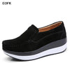 Women's Winter Cow Suede Loafers — Plush Wool-Lined Platform Moccasins, Warm Slip-On Flats