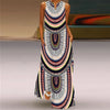 Vintage Print V-Neck Sleeveless Maxi Sundress – Elegant Long Summer Dress for Women