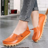 Colorful Split Leather Women's Loafers – Ballet Round Toe Slip-On Flats, PU Insole Casual Shoes, Plus Size 44