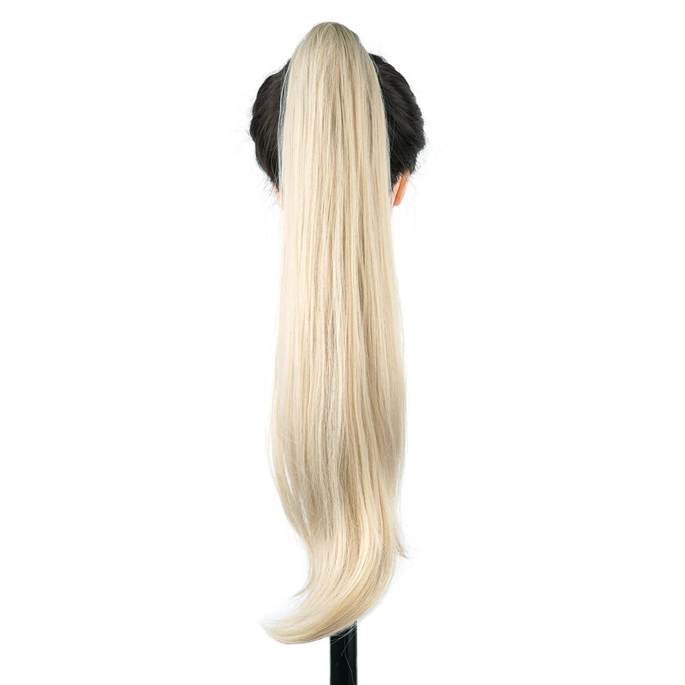Soowee 32in (81 cm) Long Layered Clip-In Ponytail Extension, Blonde Heat-Resistant Synthetic Hairpiece