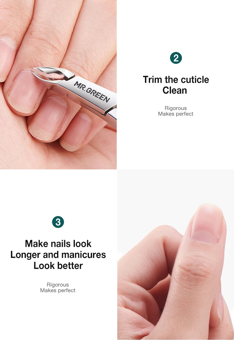MR.GREEN Professional Stainless Steel Cuticle Nipper & Manicure Scissors — Precision Cuticle Trimmer and Pusher Tool