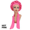 Satin Sleep Bonnet with Headband 11-Inch (28 cm) Extra-Large Silk-Lined Night Cap for Women & Kids