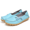 Colorful Split Leather Women's Loafers – Ballet Round Toe Slip-On Flats, PU Insole Casual Shoes, Plus Size 44