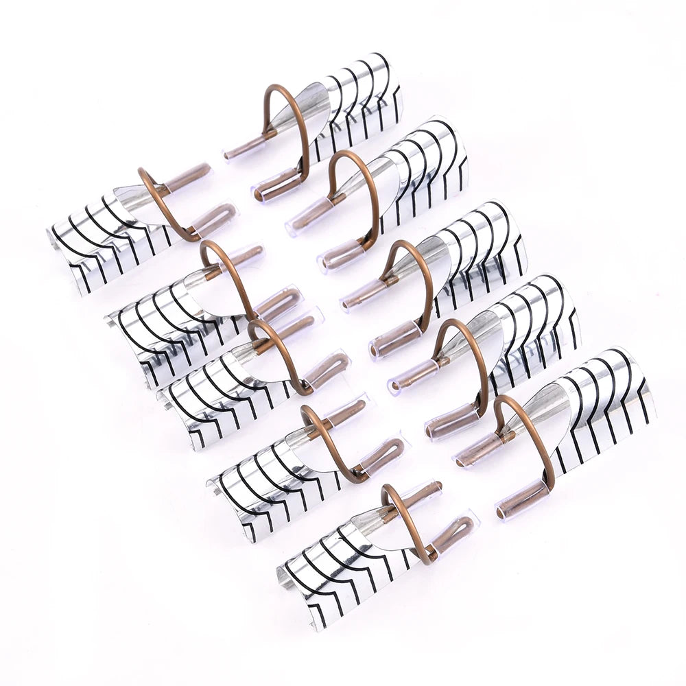 10-Pack Reusable Aluminum Nail Extension Forms - Nail Art Builder Stencils for Manicure Tips (4 x 2 cm / 1.6 x 0.79 in)