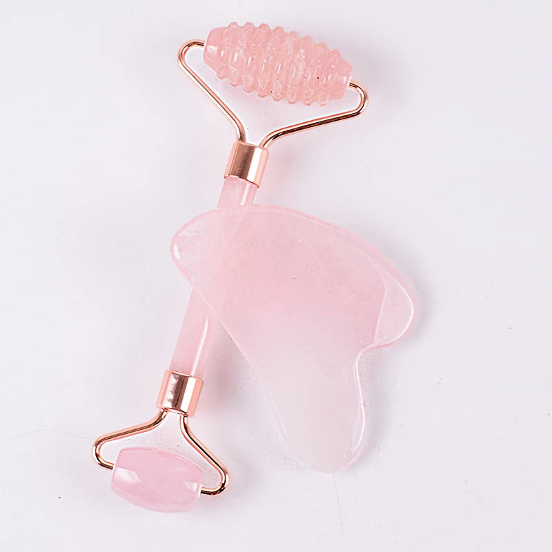 Rose Quartz Gua Sha Facial Massage Tool – Natural Crystal Face Sculpting for Anti-Aging & Neck Slimming