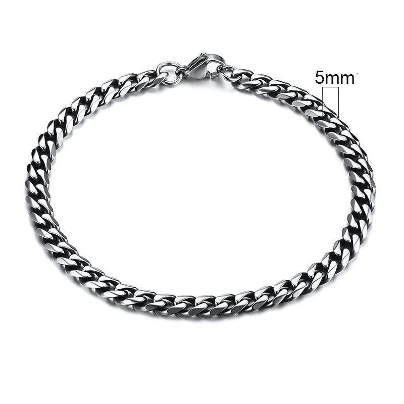 Stainless Steel Cuban (Miami Curb) Bracelet — Chunky 3–11mm Width | 7.1/8.3/9.1 in (18/21/23 cm) Unisex