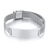 Personalized Stainless Steel Mesh Couple Bracelets Adjustable ID Bangle Custom Engraved Gift for Him & Her