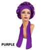 Satin Sleep Bonnet with Headband 11-Inch (28 cm) Extra-Large Silk-Lined Night Cap for Women & Kids