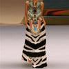 V-Neck Sleeveless Maxi Dress for Women – Retro Print Summer Sundress with Pockets, A-Line Floor-Length
