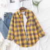 Loose Women's Plaid Shirt – College Style Long-Sleeve Checked Blouse, Casual Loose-Fit Top