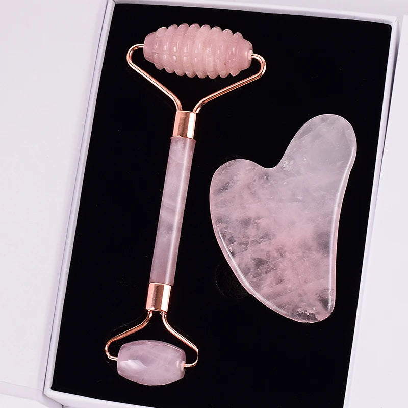 Rose Quartz Gua Sha Facial Massage Tool – Natural Crystal Face Sculpting for Anti-Aging & Neck Slimming