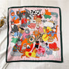 Polyester Satin-Look Square Scarf 70 x 70 cm (27.6 x 27.6 in), Cat Print Headscarf, Neck Wrap, Bandana for Women