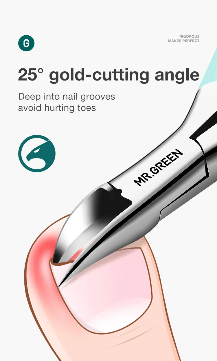 MR.GREEN Ingrown Toenail Clippers – Stainless Steel Precision Toenail Cutter for Thick Nails