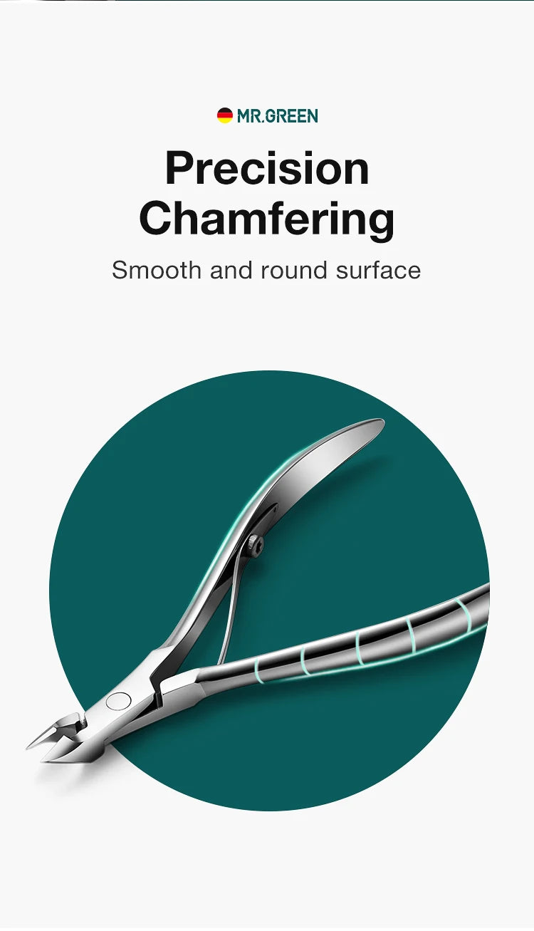 MR.GREEN Professional Stainless Steel Cuticle Nipper & Manicure Scissors — Precision Cuticle Trimmer and Pusher Tool