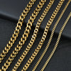 316L Stainless Steel Cuban Curb Chain Necklace – Unisex 3/5/7mm Width, 40/50/60cm (15.7/19.7/23.6 in) Black Gold Steel
