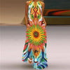 Vintage Print V-Neck Sleeveless Maxi Sundress – Elegant Long Summer Dress for Women