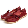 Colorful Split Leather Women's Loafers – Ballet Round Toe Slip-On Flats, PU Insole Casual Shoes, Plus Size 44