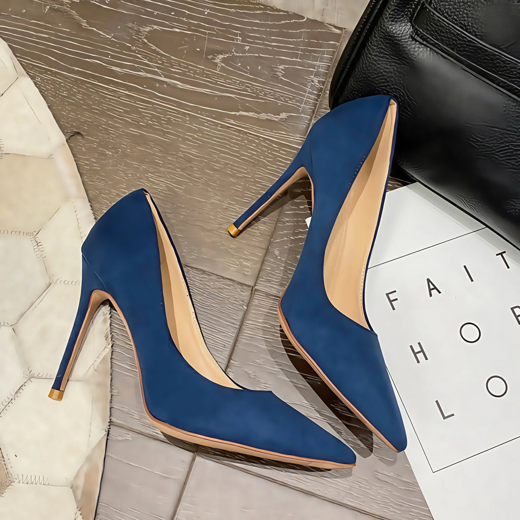 Women's Suede Pointed Toe Stiletto Heels — Slim Office Pumps (6cm / 2.4in, 8cm / 3.1in, 10cm / 3.9in)