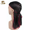 Silky Satin Durag Bandana Turban Headwrap - Long Tail Biker Headwear, One Size Fits Most