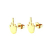 Middle Finger Stud Earrings 2-Pack – Stainless Steel Unisex Punk Black Gold Silver Plated