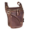Genuine Crazy Horse Leather Motorcycle Waist Bag – Men's Vintage Hip Fanny Pack Phone Pouch 18 x 19 x 12 cm (7.1 x 7.5 x 4.7 in)