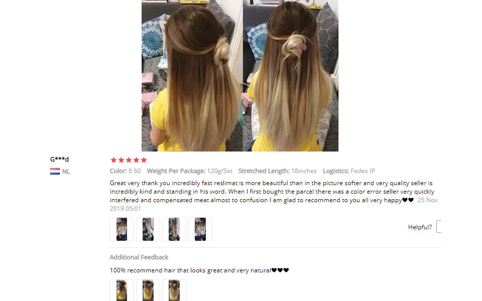 Full Shine Ombre Blonde Remy Clip-In Hair Extensions — 8-Piece Set, 16–22 in (40–56 cm) Seamless PU Weft