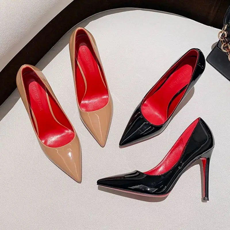 Fonleader Nude Patent Leather D'Orsay Pumps Stiletto Heels (6/8/10 cm | 2.4/3.1/3.9 in) EU 31–43