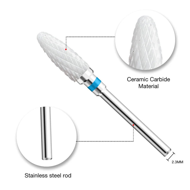Ceramic Milling Nail Drill Bit 1pc for Electric Manicure & Pedicure Drills Nail Art Burr File