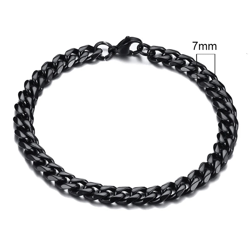 Stainless Steel Cuban (Miami Curb) Bracelet — Chunky 3–11mm Width | 7.1/8.3/9.1 in (18/21/23 cm) Unisex