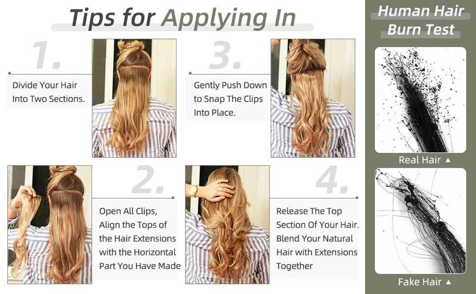 Full Shine Ombre Blonde Remy Clip-In Hair Extensions — 8-Piece Set, 16–22 in (40–56 cm) Seamless PU Weft