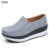 Women's Winter Cow Suede Loafers — Plush Wool-Lined Platform Moccasins, Warm Slip-On Flats