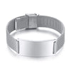Personalized Stainless Steel Mesh Couple Bracelets Adjustable ID Bangle Custom Engraved Gift for Him & Her