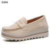 Women's Winter Cow Suede Loafers — Plush Wool-Lined Platform Moccasins, Warm Slip-On Flats