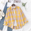 Loose Women's Plaid Shirt – College Style Long-Sleeve Checked Blouse, Casual Loose-Fit Top