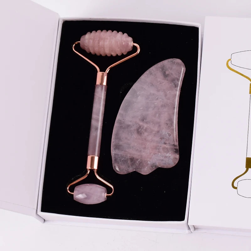 Rose Quartz Gua Sha Facial Massage Tool – Natural Crystal Face Sculpting for Anti-Aging & Neck Slimming