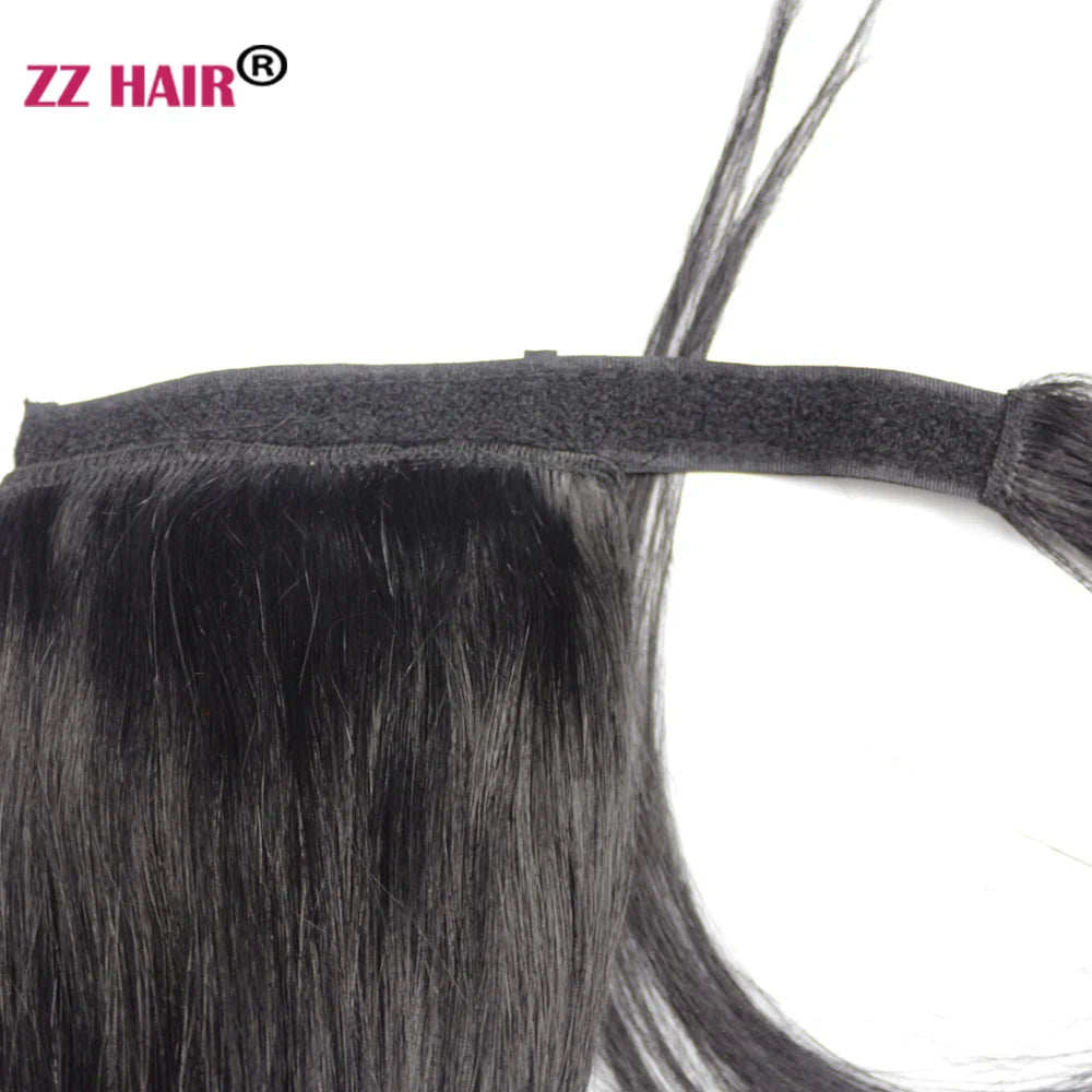 ZZHAIR 100% Human Remy Clip-In Wrap-Around Ponytail 16-26 in (40-66 cm) 140g Machine-Made Straight