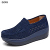 Women's Winter Cow Suede Loafers — Plush Wool-Lined Platform Moccasins, Warm Slip-On Flats