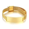 Personalized Stainless Steel Mesh Couple Bracelets Adjustable ID Bangle Custom Engraved Gift for Him & Her