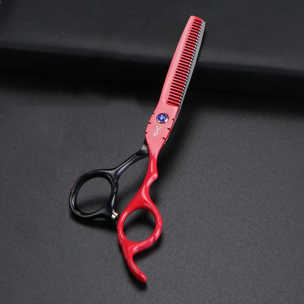 6.0 Inch (15.2 cm) Professional Japanese 440C Hairdressing Scissors Set – 28-Tooth Thinning Shears, Adjustable Ergonomic Salon Barber
