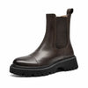 BeauToday Women's Chelsea Ankle Boots - Genuine Cow Leather Platform Boot, Round Toe, Elastic Side, 5 cm (2 in) Heel, Handmade