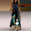 V-Neck Sleeveless Maxi Dress for Women – Retro Print Summer Sundress with Pockets, A-Line Floor-Length