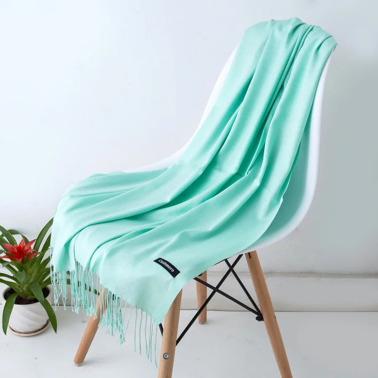 Cashmere-Feel Polyester Pashmina Shawl Scarf 70 x 200 cm (27.6 x 78.7 in) – Soft Tassel Wrap for Women & Men, 43 Colors