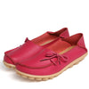 Colorful Split Leather Women's Loafers – Ballet Round Toe Slip-On Flats, PU Insole Casual Shoes, Plus Size 44