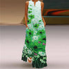 Vintage Print V-Neck Sleeveless Maxi Sundress – Elegant Long Summer Dress for Women