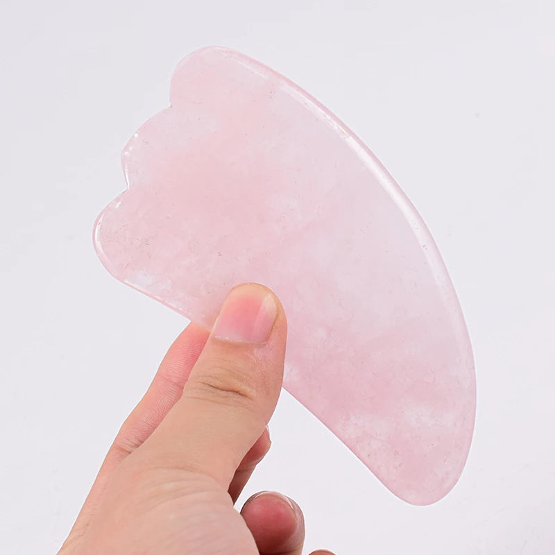 Rose Quartz Gua Sha Facial Massage Tool – Natural Crystal Face Sculpting for Anti-Aging & Neck Slimming