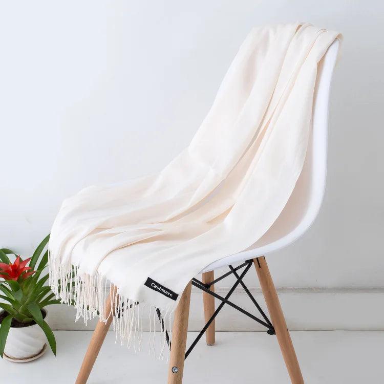 Cashmere-Feel Polyester Pashmina Shawl Scarf 70 x 200 cm (27.6 x 78.7 in) – Soft Tassel Wrap for Women & Men, 43 Colors